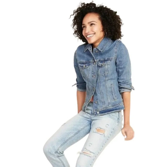 Old Navy Women's Blue Classic Long Sleeves Jean Jacket Size Medium - Picture 1 of 14